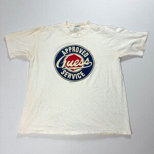 Vintage Guess T Shirt Approved Service 1992 White Sz XL/XXL USA Georges Marciano